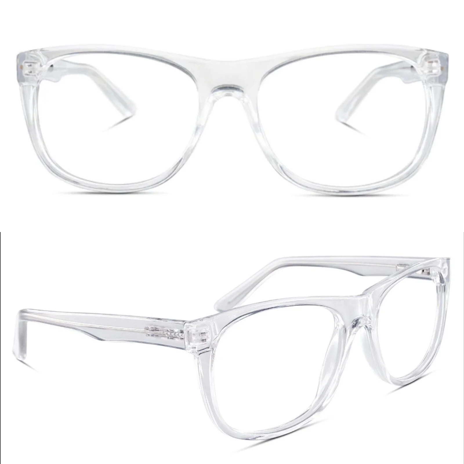 2 Clear Lens Glasses Rectangle Frame Transparent Fashion Eyewear UV 400 Protect