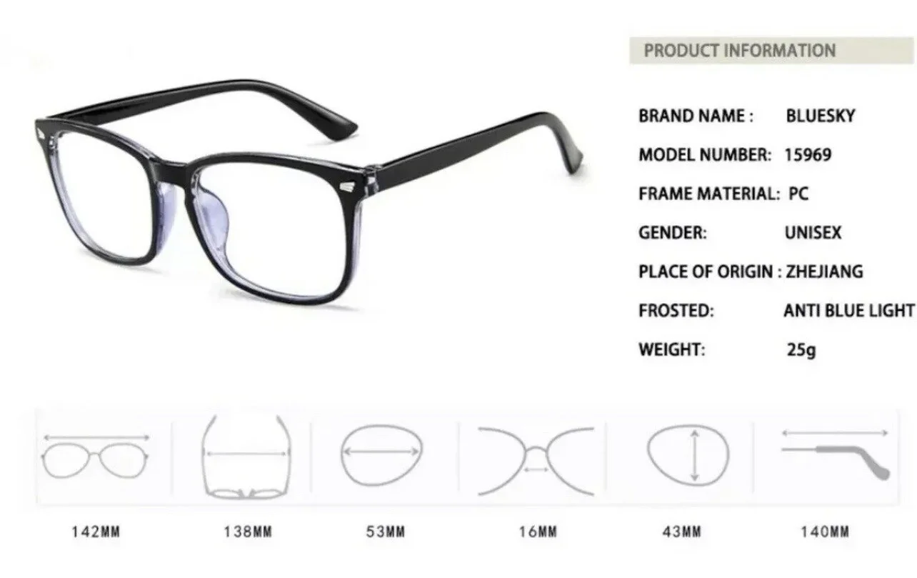 2 Clear Lens Glasses Rectangle Frame Transparent Fashion Eyewear UV 400 Protect 2